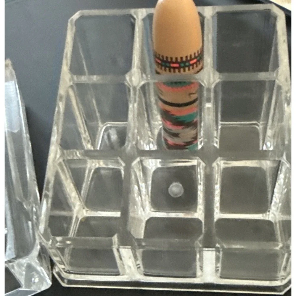 Clear Lipstick Holder Display Case Acrylic Holds 24 pcs Vanity Storage 9 Pcs